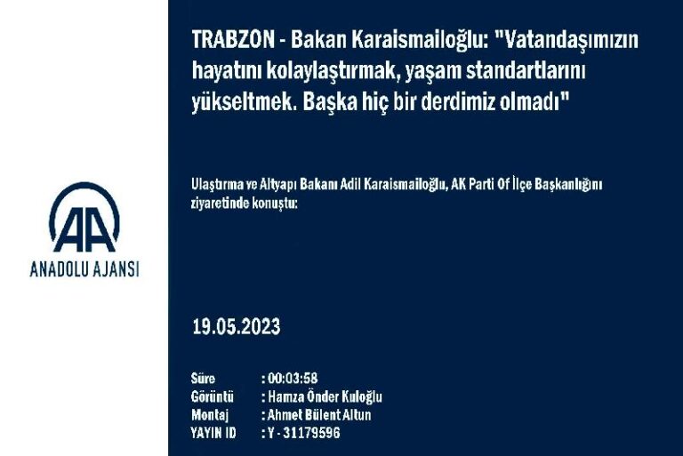 Ulaştırma ve Altyapı Bakanı Karaismailoğlu, Trabzon’da konuştu:
